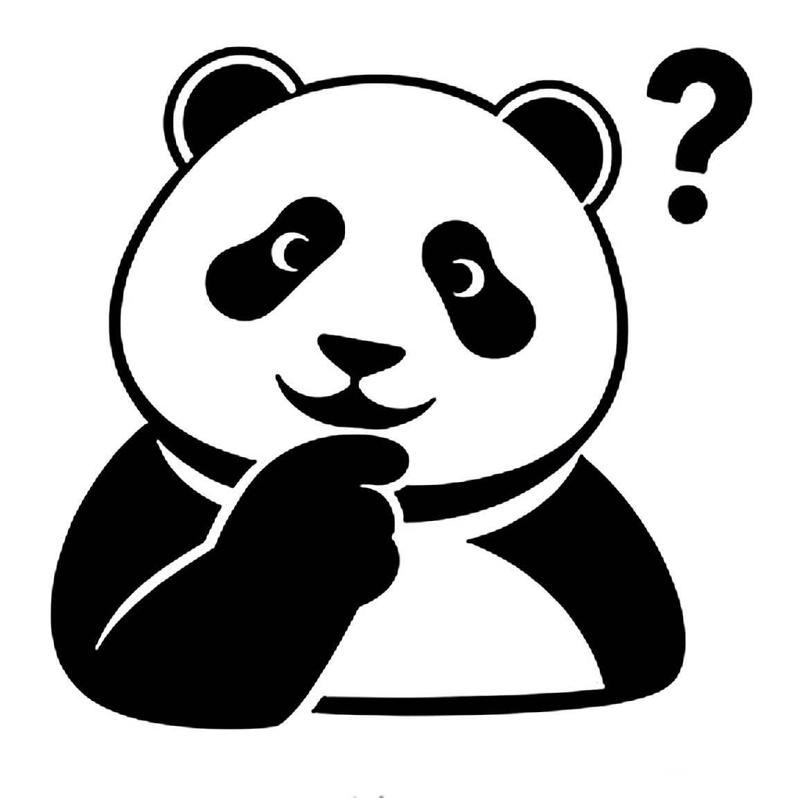 Fat Panda thinking with a question mark