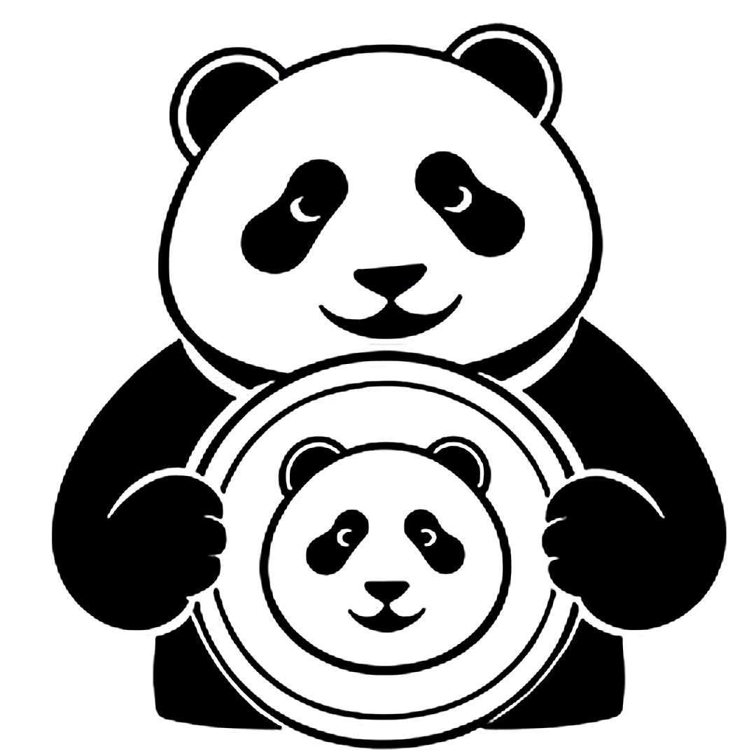 Fat Panda holding a giant $FATPANDA coin