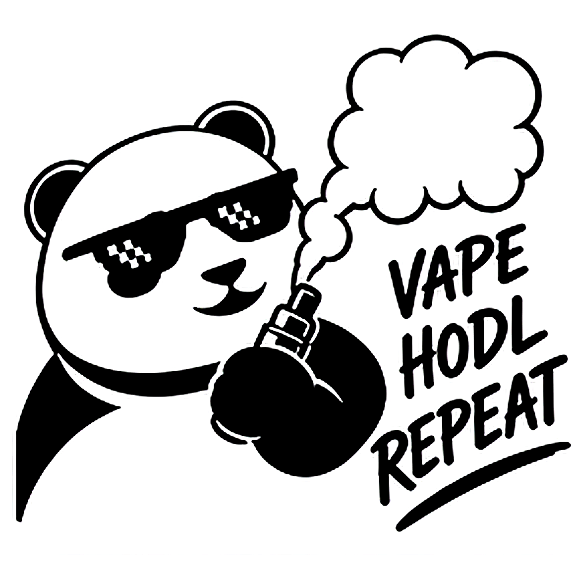 Fat Panda meme: vape, hodl, repeat